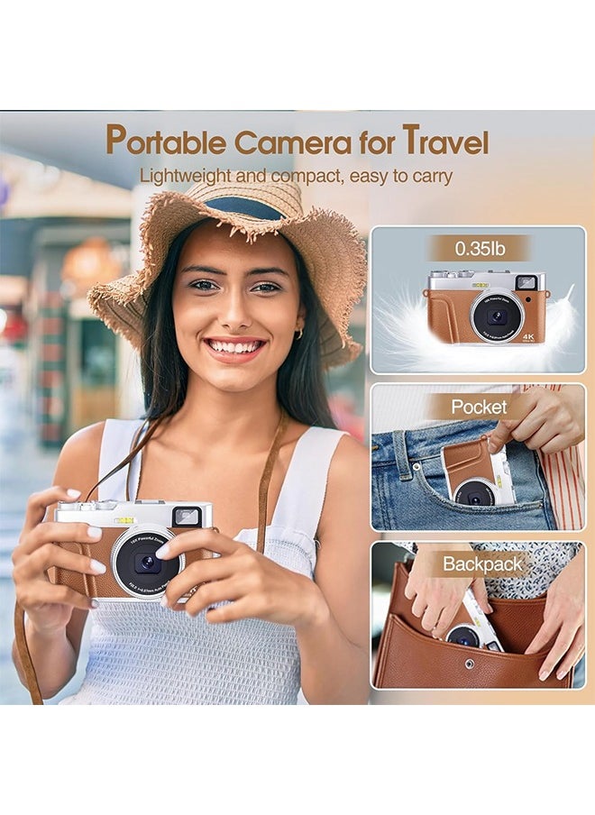 Generic 4K Digital Camera for Photography Autofocus, 48MP Vlogging Camera for YouTube with Viewfinder Dial Flash,16X Digital Zoom Portable Compact Travel Camera Anti-Shake for Teens,Adults,Beginners  - Image 5