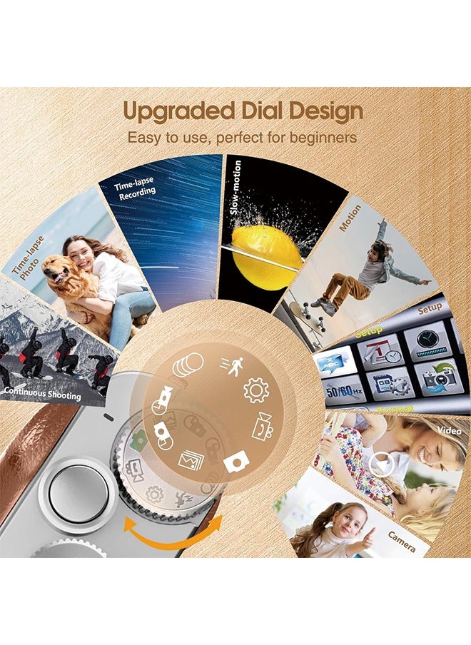 Generic - 4K Digital Camera for Photography Autofocus, 48MP Vlogging Camera for YouTube with Viewfinder Dial Flash,16X Digital Zoom Portable Compact Travel Camera Anti-Shake for Teens,Adults,Beginners - Image 1