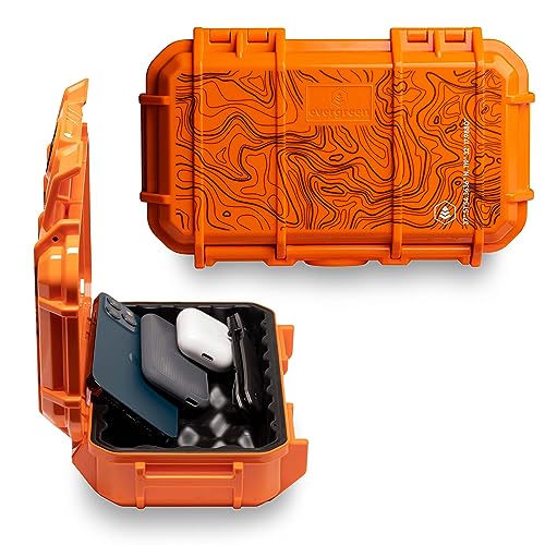 Evergreen 56 ToughBox - EDC Dry Box Protective Case USA Made for Organization of Cameras, Phones, Camping, Fishing, Hiking, Water Sports (Orange, TOPO) - Image 1