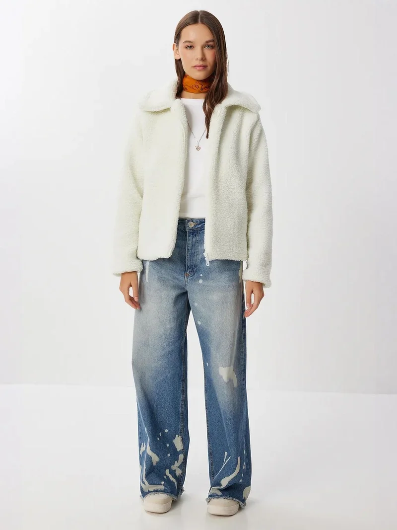 Lovely Istanbul ISTANBUL Plush Polo Collar Zipper Sweatshirt