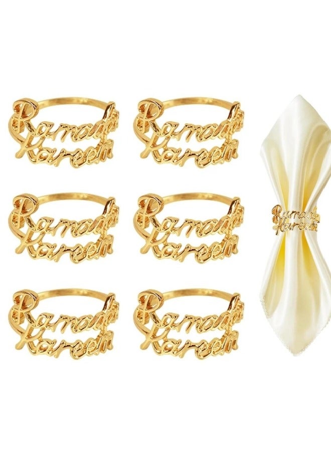 GGEROU 6Pcs Ramadan Kareem Napkin Rings Eid Mubarak Dinner Table Home Decoration Alloy Napkin Buckle Ramadan Gifts - Image 1