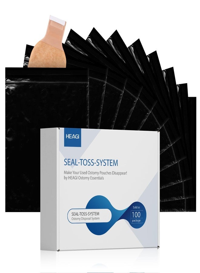 Heagimed Ostomy Pouch Disposal Bags, Seal-N-Toss Ostomy Disposal System, High Sealing/Prevents Odours/No Mess/Eco-Friendly Disposal Bags for Colostomy Bags, Nappies, Incontinence Pads - 100 Pack - Image 1