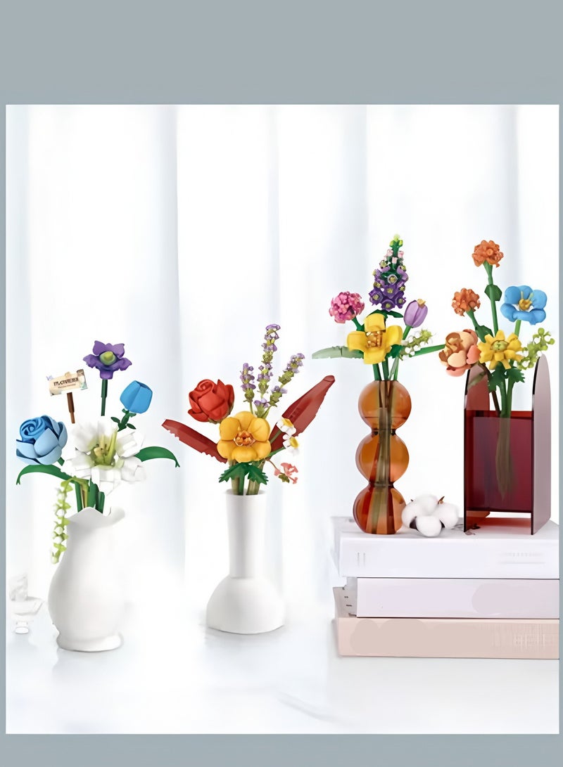 New Mini Blocks Flower Bouquet Building Sets Artificial Flowers Building Blocks Decoration Home 633 Pcs Botanical Collection3 Pcs Botanical Collection For Adults - Image 3