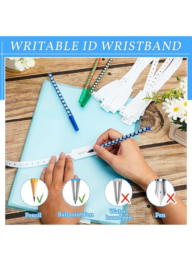 إيروريكس 100 قطعة من أساور المستشفيات، أساور بلاستيكية بيضاء للمناسبات، أساور طبية للمرضى، أساور من الفينيل، أساور هوية مقاومة للماء للمناسبات والحفلات والمستشفيات - Image 4