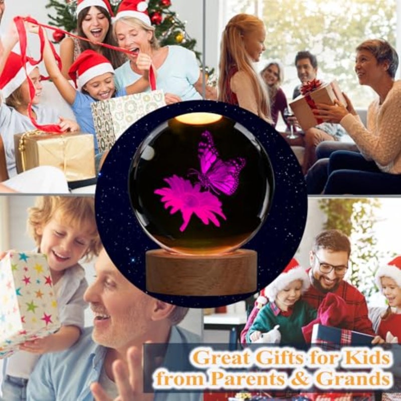 Butterfly Crystal Night Light, Butterfly Gifts, K 3.1 Inch 80mm Crytstal Lamp with 1 s Remote Upgraded Lamp Gifts for Women Wife Girlfriend - Image 5