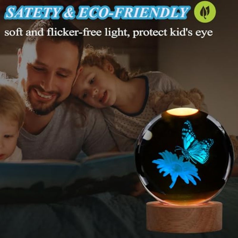 Butterfly Crystal Night Light, Butterfly Gifts, K 3.1 Inch 80mm Crytstal Lamp with 1 s Remote Upgraded Lamp Gifts for Women Wife Girlfriend - Image 4