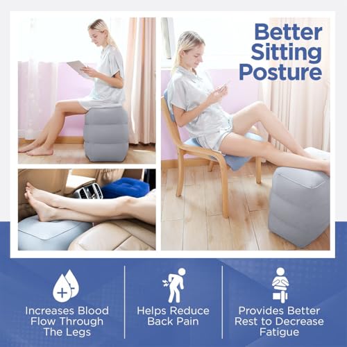 HANNEA® Inflatable Air Travel Pillow Long Travel Footstool Seat Foot Rest Pillow Foldable for Flight Home Office Footstool Self-inflatable Air for Adult Kids - Image 4