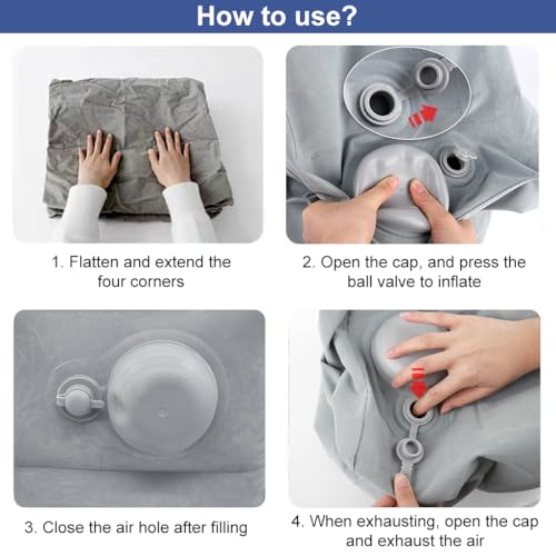 HANNEA® Inflatable Air Travel Pillow Long Travel Footstool Seat Foot Rest Pillow Foldable for Flight Home Office Footstool Self-inflatable Air for Adult Kids - Image 3