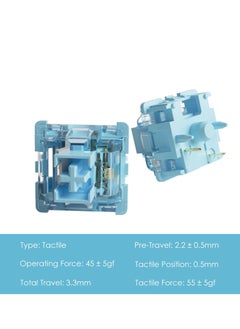 KASTWAVE مفاتيح لوحة المفاتيح الميكانيكية V3 Cream Blue Pro - 45 قطعة، 5-Pin 45gf مفاتيح اللمس، جذع مقاوم للغبار، مثالية للوحات مفاتيح الألعاب  - Image 2