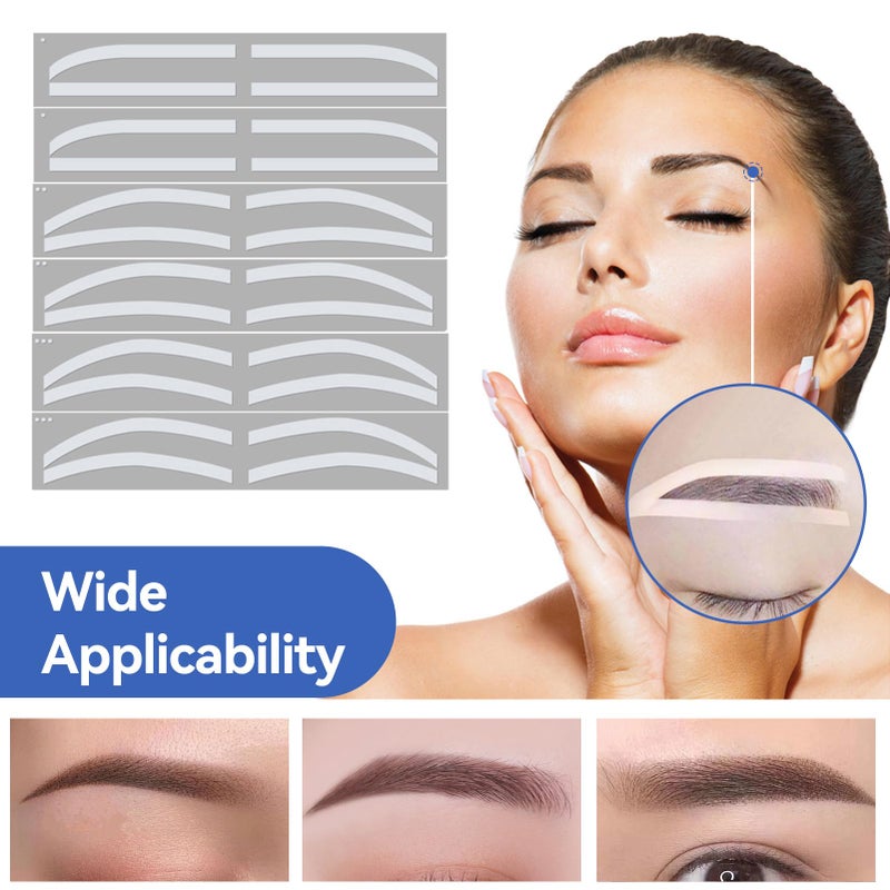 Agatige 6 Pairs Eyebrow Tattoo Auxiliary Stickers, Disposable Adhesive Eyebrow Template Sticker Eyebrow Ruler Sticker Eye Makeup Aid Tools for Woman - Image 3