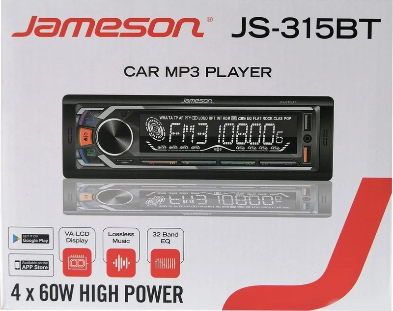 JAMESON Garage World JS-315 Bt Car Radio with Dual Amplifier Output 4*60W/PHONE Control/usb/bluetooth/sd/aux