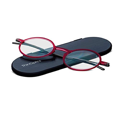 ThinOptics Unisex Adult Glasses Reading, Regular Case / Round Red, 1.50 US - Image 1