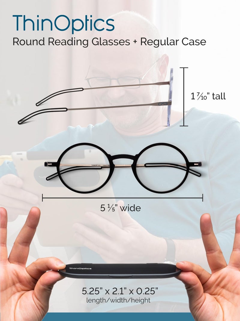 ThinOptics Unisex Adult Glasses Reading, Regular Case / Round Red, 1.50 US - Image 5