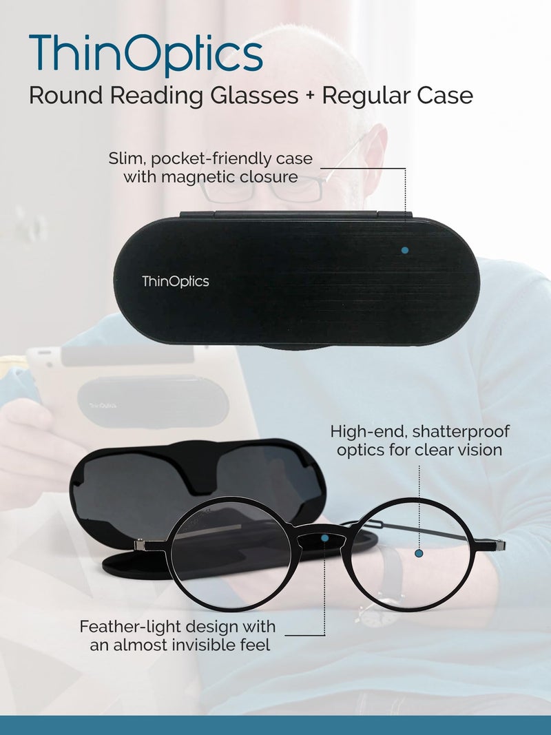 ThinOptics Unisex Adult Glasses Reading, Regular Case / Round Red, 1.50 US - Image 4