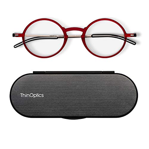 ThinOptics Unisex Adult Glasses Reading, Regular Case / Round Red, 1.50 US - Image 2