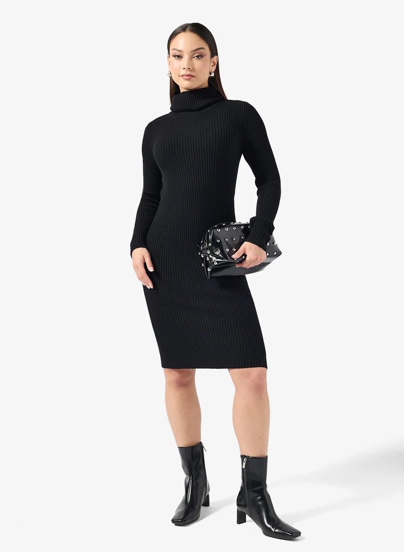 ONLY Knitted Roll Neck Bodycon Midi Dress