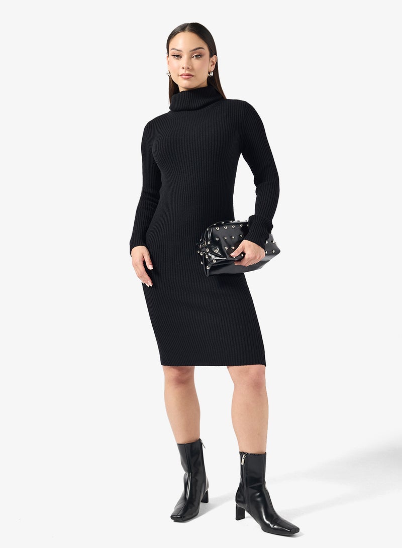 ONLY Knitted Roll Neck Bodycon Midi Dress - Image 1