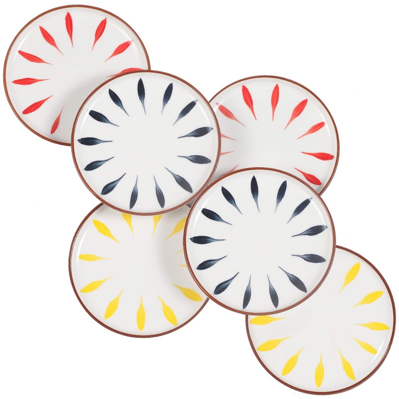 Aquiver 6 Ceramic Dessert Plates  Color Painted Porcelain Appetizer Plates  Tea Party Small Serving Plates for Cake Pie Snacks Ice Cream Side Dish Waffles  Set of 6 3 Colors