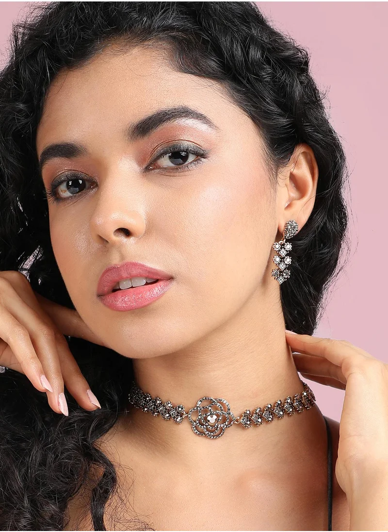 SOHI Rose Crystal Jewellery Set