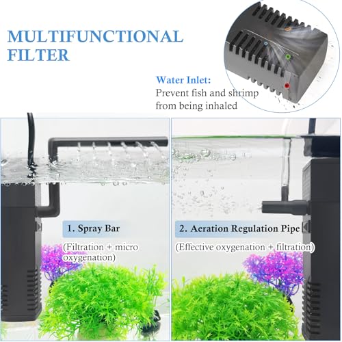 FEDOUR Submersible Aquarium Internal Filter, Filter with Water Pump for Fish Tank up to 35 Gallon (for 3-20 gallon) - Image 5