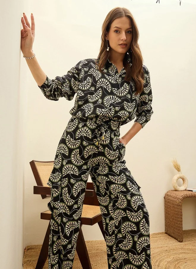 ساسافراس Printed Oversize Shirt And Trousers Co-Ords For Women