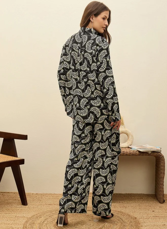 ساسافراس Printed Oversize Shirt And Trousers Co-Ords For Women