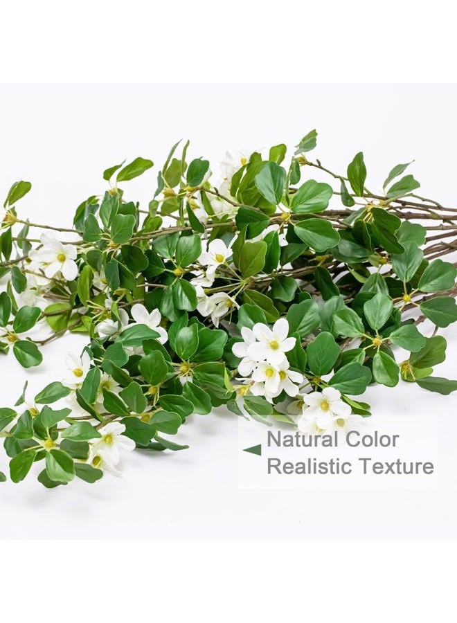 Heleze 3 PCS 43.3 Inch Artificial Greenery Stems Fake Branches with Leaves for Vase Faux Plants Silk Flowers for Home Decor Indoor Serenity Bloom White - Image 2