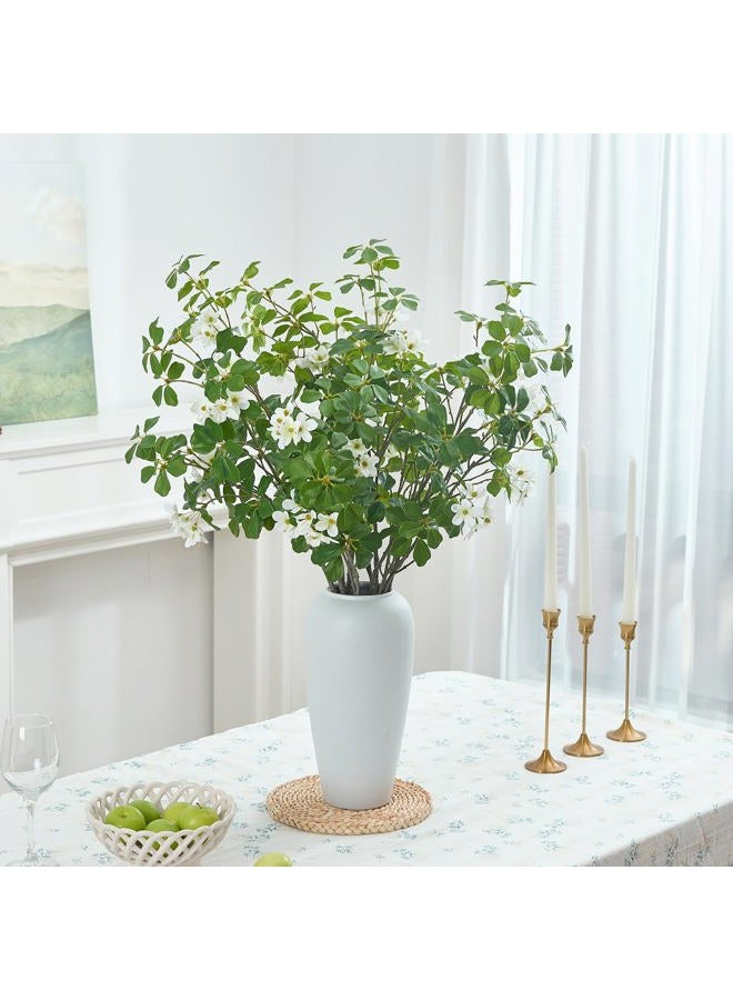 Heleze 3 PCS 43.3 Inch Artificial Greenery Stems Fake Branches with Leaves for Vase Faux Plants Silk Flowers for Home Decor Indoor Serenity Bloom White - Image 3