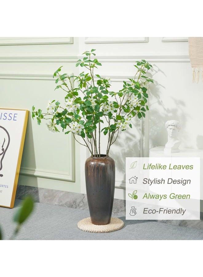 Heleze 3 PCS 43.3 Inch Artificial Greenery Stems Fake Branches with Leaves for Vase Faux Plants Silk Flowers for Home Decor Indoor Serenity Bloom White - Image 5