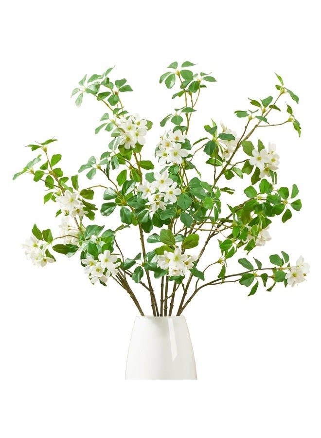 Heleze 3 PCS 43.3 Inch Artificial Greenery Stems Fake Branches with Leaves for Vase Faux Plants Silk Flowers for Home Decor Indoor Serenity Bloom White - Image 1
