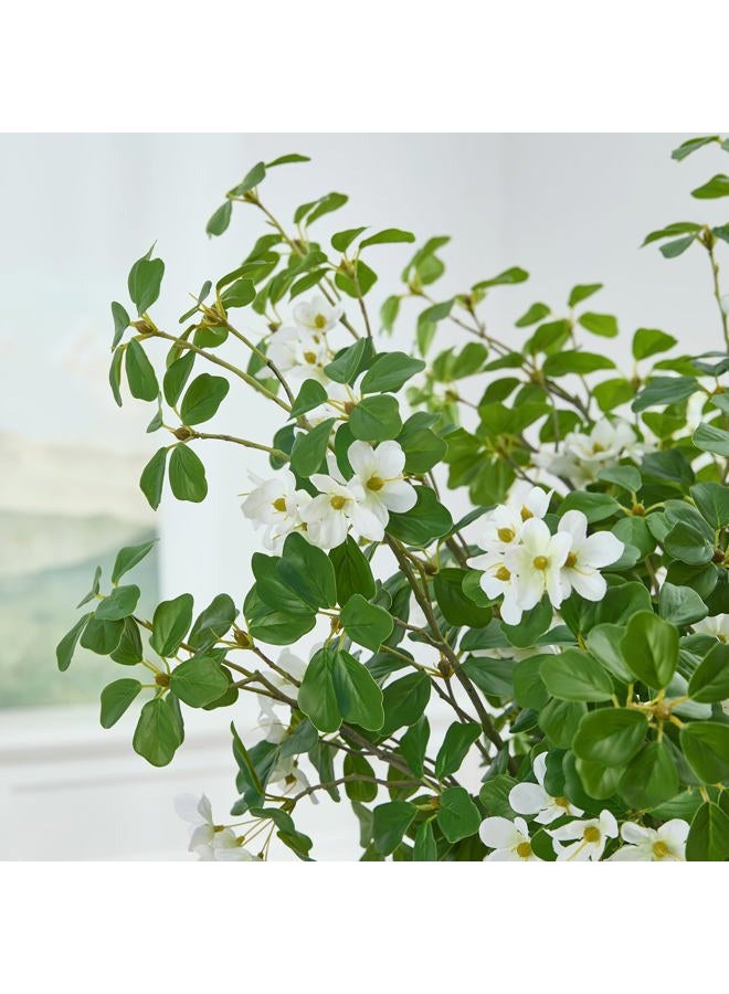 Heleze 3 PCS 43.3 Inch Artificial Greenery Stems Fake Branches with Leaves for Vase Faux Plants Silk Flowers for Home Decor Indoor Serenity Bloom White - Image 4