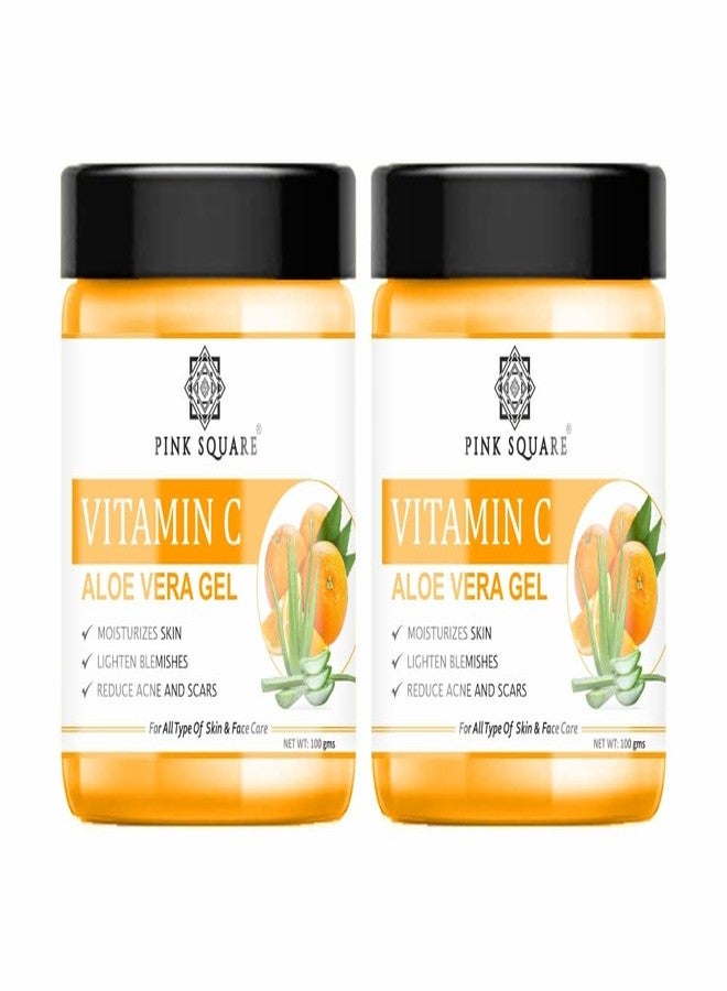 Pink Square Vitamin C Aloe Vera Facial Gel with Orange Extract to Get Deep Cleansing Skin Pack of 2 of 100 Grams(200 Grams) - Image 2