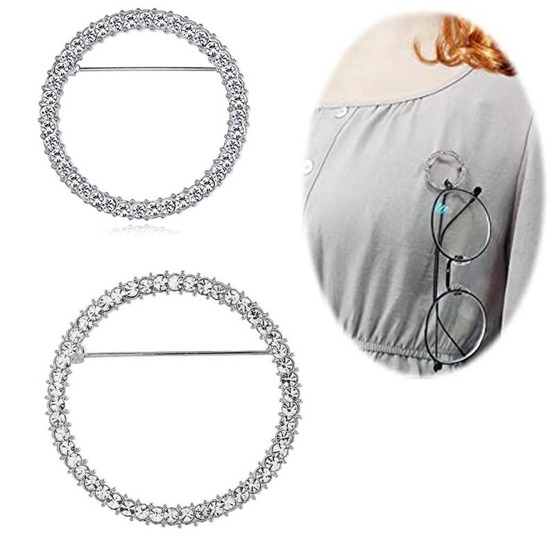 Small Crystal Glasses Holder Brooch Pin Rhinestone Clothes Accessory For Women Gift - Image 3