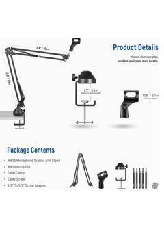 Neewer NEEWER Microphone Arm Stand, Suspension Boom Scissor Mic Arm Stand with 3/8" to 5/8" Screw and Cable Ties Compatible with Blue Yeti Snowball Yeti X Quadcast, etc. Max Load 3.3lb/1.5kg (Black)  - Image 3