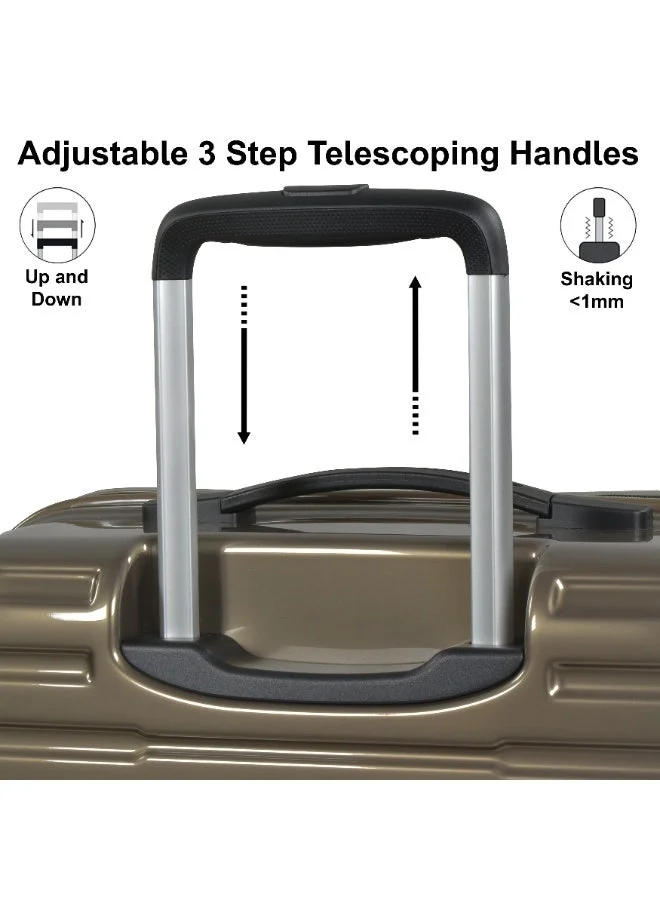 Eminent Coffee Wheeled Unisex Hard Shell Luggage Trolley Makrolon Lightweight 4 Quiet Double spinner Wheel Suitcase with TSA lock KH53M Coffee  | Best Price UAE