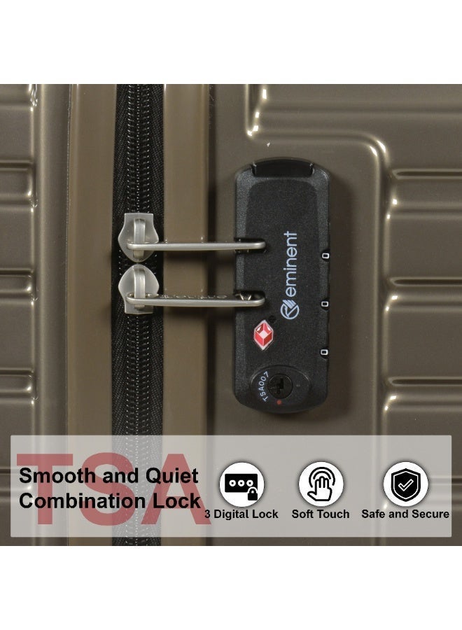 إيمينينت حقيبة سفر بعجلات للجنسين بهيكل صلب من ماكرولون خفيفة الوزن بعجلات مزدوجة دوارة هادئة  مع قفل   قهوة - Image 5