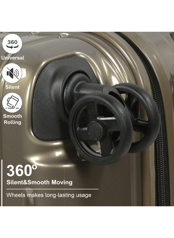 Eminent Coffee Wheeled Unisex Hard Shell Luggage Trolley Makrolon Lightweight 4 Quiet Double spinner Wheel Suitcase with TSA lock KH53M Coffee  | Best Price UAE