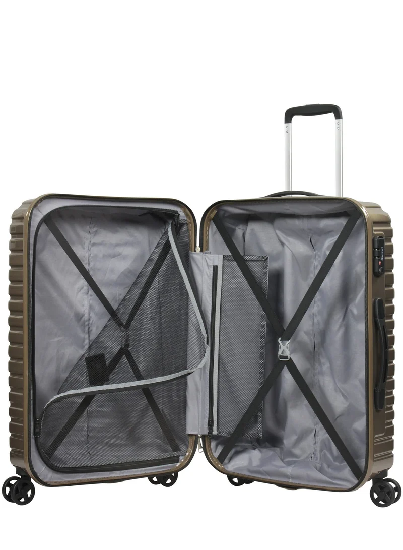 Eminent Coffee Wheeled Unisex Hard Shell Luggage Trolley Makrolon Lightweight 4 Quiet Double spinner Wheel Suitcase with TSA lock KH53M Coffee  | Best Price UAE