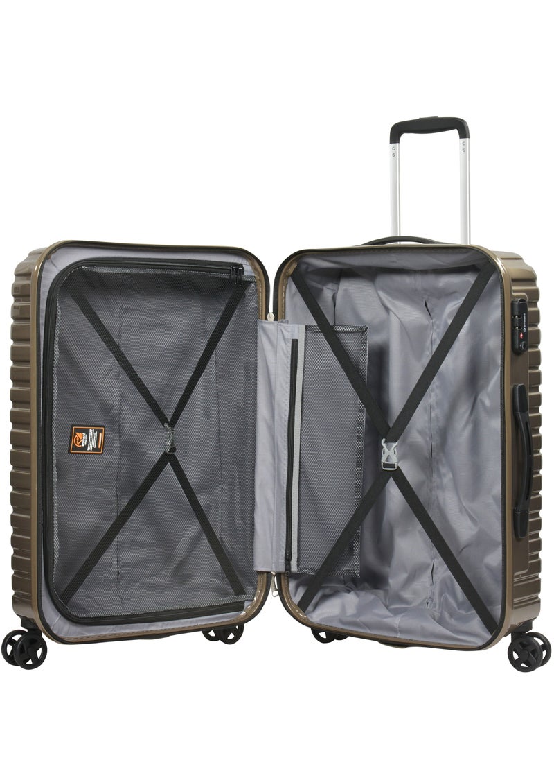 eminent - Wheeled Unisex Hard Shell Luggage Trolley Makrolon Lightweight 4 Quiet Double spinner Wheel Suitcase with TSA lock KH53M Coffee - Image 1