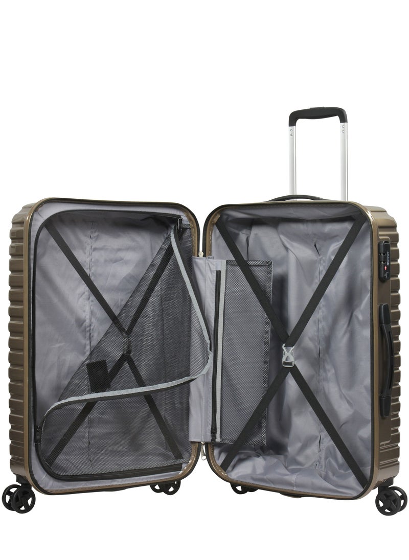 eminent - Wheeled Unisex Hard Shell Luggage Trolley Makrolon Lightweight 4 Quiet Double spinner Wheel Suitcase with TSA lock KH53M Coffee - Image 1