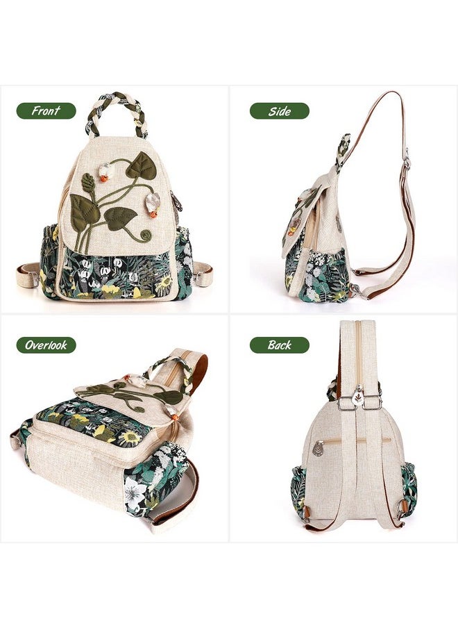 AULUDA AULUDA Girl's Convertible Sling Bag, Hand Craft Artisan Purse, Beautiful Canvas Premium Casual Day Mini Backpack for Women (Green Marsh)  - Image 4