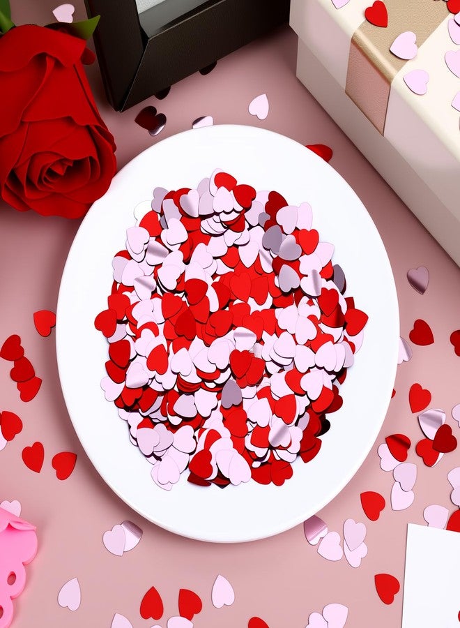 MARFOREVER Red and Pink Heart Confetti, Valentine's Day Table Decorations, Heart Shaped Glitter Sprinkles for Tables, Metallic Sequins for Party Centerpieces - Image 4