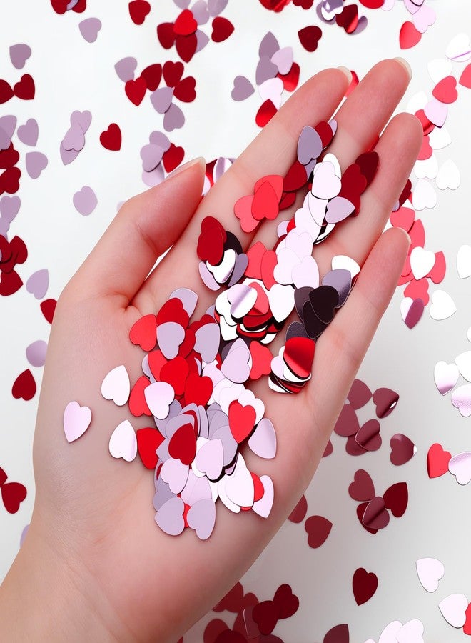MARFOREVER Red and Pink Heart Confetti, Valentine's Day Table Decorations, Heart Shaped Glitter Sprinkles for Tables, Metallic Sequins for Party Centerpieces - Image 3