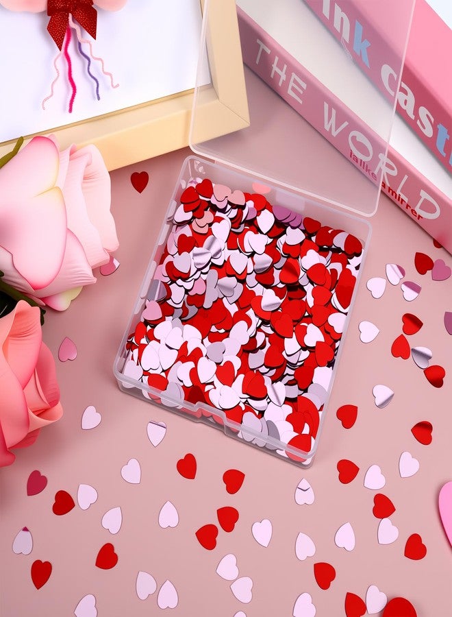 MARFOREVER Red and Pink Heart Confetti, Valentine's Day Table Decorations, Heart Shaped Glitter Sprinkles for Tables, Metallic Sequins for Party Centerpieces - Image 2