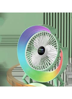 Premium Quality Portable Desktop Table Fan with Lamp-Adjustable Tilt with Powerfull Fan,3 Speeds,5 Lighting Modes-Desk Fan and Lamp for Summer | Green