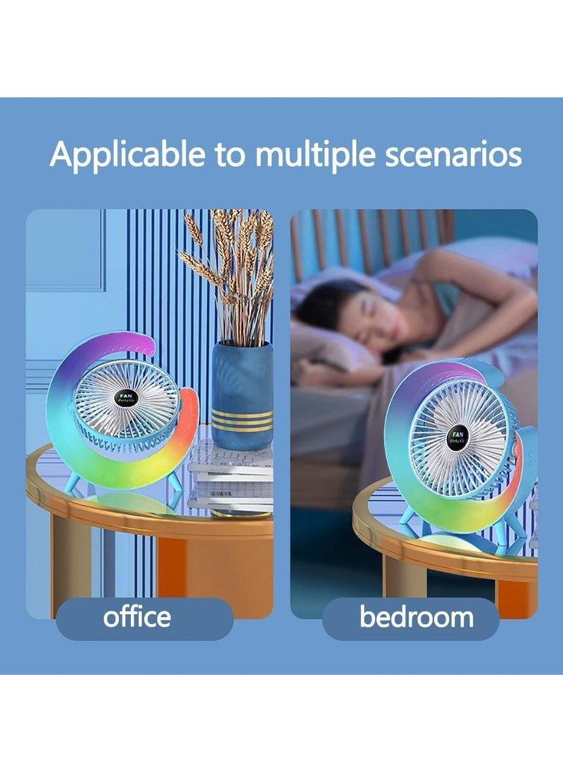 Lukadah - Premium Quality Portable Desktop Table Fan with Lamp-Adjustable Tilt with Powerfull Fan,3 Speeds,5 Lighting Modes-Desk Fan and Lamp for Summer | Green - Image 1