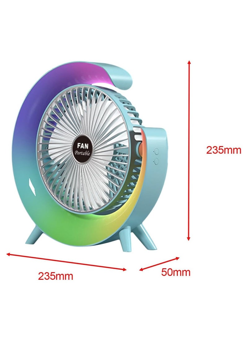 Lukadah - Premium Quality Portable Desktop Table Fan with Lamp-Adjustable Tilt with Powerfull Fan,3 Speeds,5 Lighting Modes-Desk Fan and Lamp for Summer | Green - Image 1