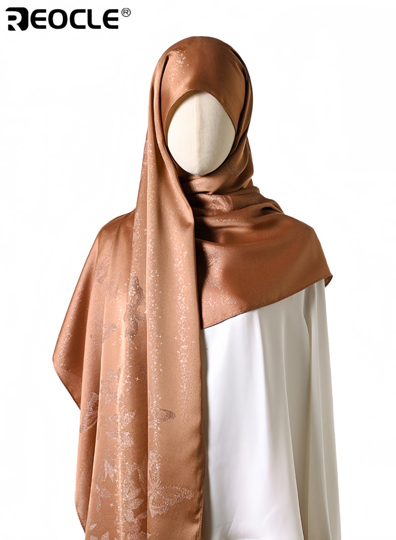 REOCLE Women's Reversible Scarf with Tencel Cotton Blend and Minimalist Print Versatile Wrap with Multi-Way Design for Shawl Headwear Styling - Image 2