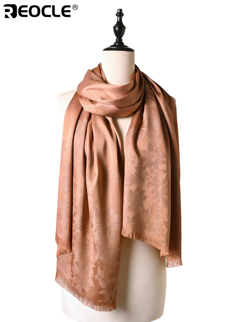 REOCLE Women's Reversible Scarf with Tencel Cotton Blend and Minimalist Print Versatile Wrap with Multi-Way Design for Shawl Headwear Styling - Image 1