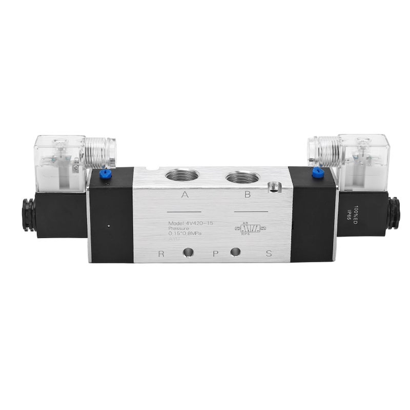 Pneumatic Solenoid Air Valve 3 Position 5 Way Connection Type Electromagnetic Electrical Control Valve DC12V - Image 1